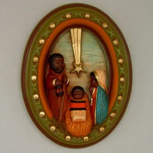 Natività ovale in gesso da parete