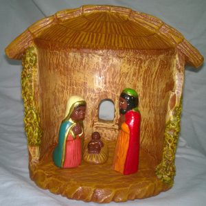 Natività in gesso con capanna